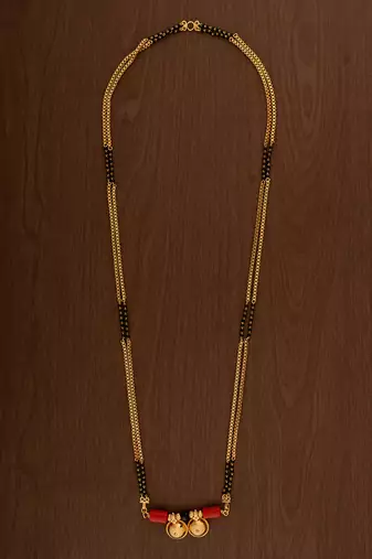 Long double line mangalsutra with double vati one gram gold