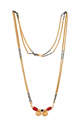 Long double line mangalsutra with double vati one gram gold