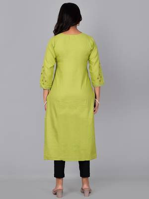 Fashion petals straight kurti with block print 3