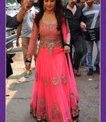 Madhuri dixit in designer pink net fabric semi stitched anarkali suit