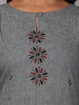 Fashion petals grey straight kurta with block print 4