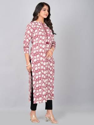 Fashion petals floral print stand coller kurta 2