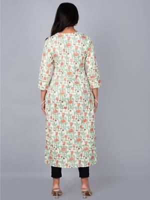 Fashion petals floral straight kurta with kalamkari print 3