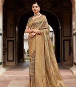 Mehendi printed soft tissue silk saree with blouse