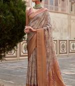 Light purple printed soft tissue silk saree with blouse