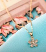  gold-toned flower-shaped necklace with sparkling cubic zirconia
