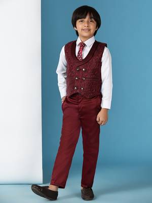 Maroon 3 piece suit set for boys // western wear 1