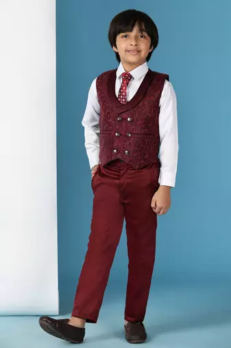 Maroon 3 piece suit set for boys // western wear