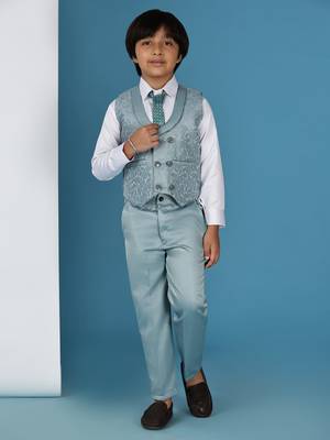 Green 3 piece suit set for boys // western wear 1
