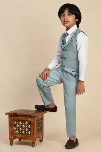 Green 3 piece suit set for boys // western wear