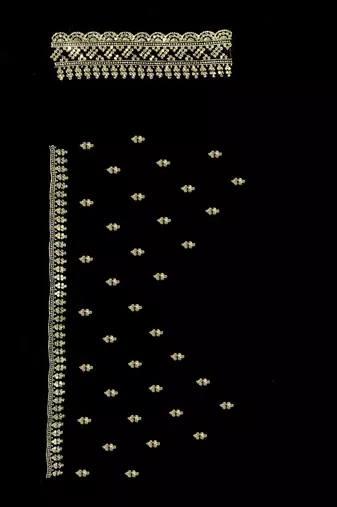 Black designer zari sequence embroidery work silk saree