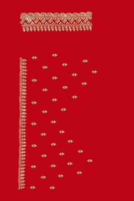 Red designer zari sequence embroidery work silk saree 3