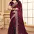 Wine designer zari sequence embroidery work silk saree