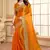 Mustard designer zari sequence embroidery work silk saree