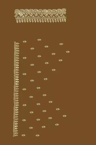 Dusty gold designer zari sequence embroidery work silk saree