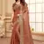 Dusty peach designer zari sequence embroidery work silk saree