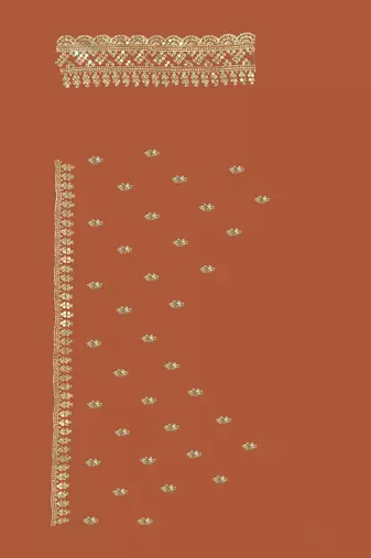 Dusty peach designer zari sequence embroidery work silk saree