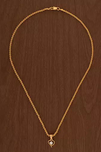 Golden chain with solitaire diamond heart pendant one gram gold