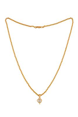 Golden chain with solitaire diamond heart pendant one gram gold 3
