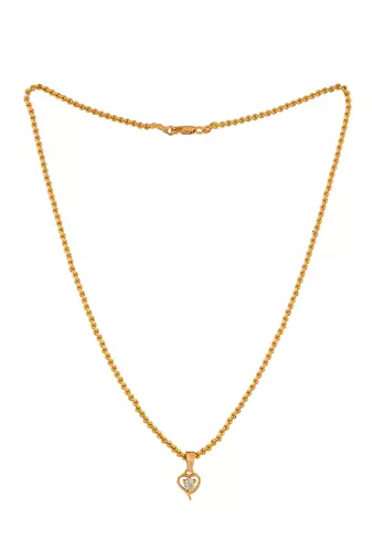 Golden chain with solitaire diamond heart pendant one gram gold
