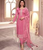  Pink Georgette Straight Suit For Women upto 44"