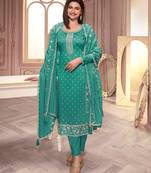  Sky Blue Georgette Straight Suit For Women upto 44"