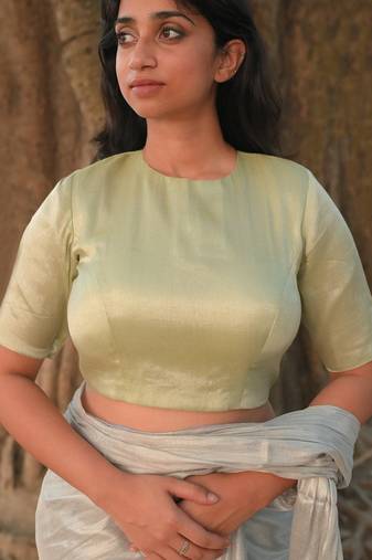 Pastel Green Designer Tissue Blouse