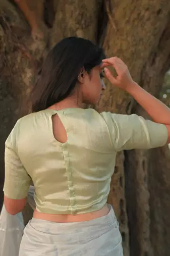 Pastel Green Designer Tissue Blouse