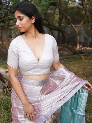 Silver Tissue Designer Blouse 1