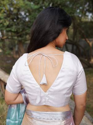 Silver Tissue Designer Blouse 3