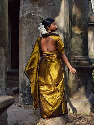 Gold Tissue Designer Blouse 2