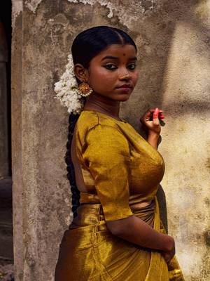 Gold Tissue Designer Blouse 3