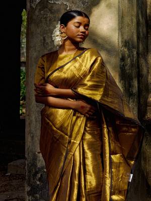 Gold Tissue Designer Blouse 4