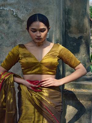 Gold Designer Tissue Blouse 1