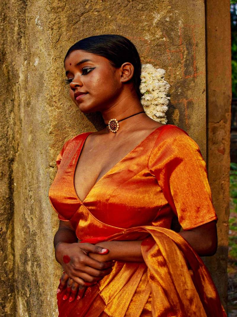 Warm Gold Dual Tone Tissue Blouse