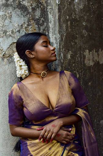 Gold & Purple Dual Tone Tissue Blouse