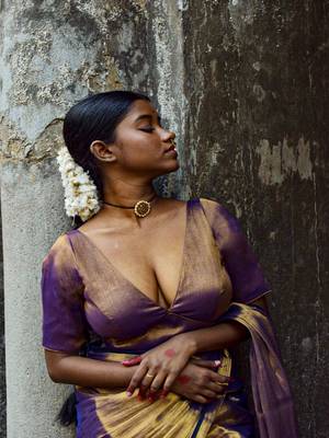 Gold & Purple Dual Tone Tissue Blouse 1