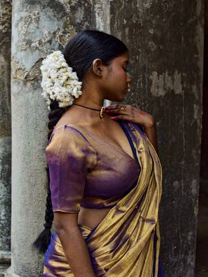 Gold & Purple Dual Tone Tissue Blouse 2