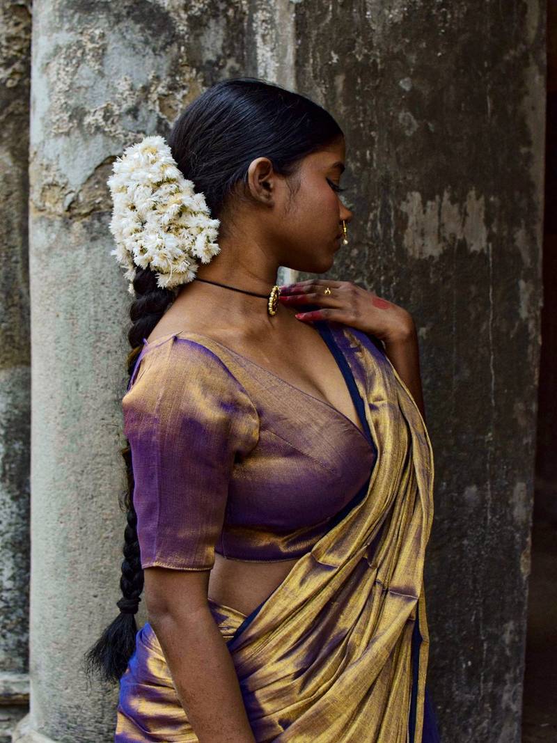 Gold & Purple Dual Tone Tissue Blouse