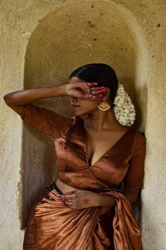 Copper Handloom Tissue Blouse