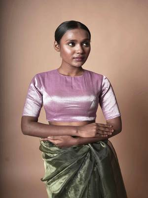 Lilac Tissue Designer Blouse 1