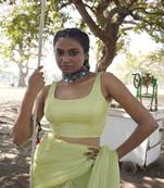 Light Green Cotton Silk Sleeveless Blouse