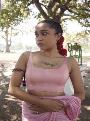 Light Pink Cotton Silk Sleeveless Blouse 1