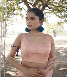 Peach Cotton Silk Sleeveless Blouse