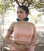 Peach Cotton Silk Sleeveless Blouse