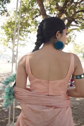 Peach Cotton Silk Sleeveless Blouse