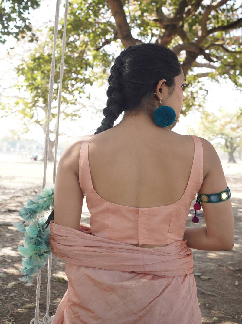 Peach Cotton Silk Sleeveless Blouse