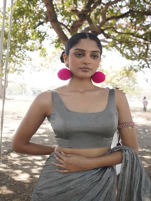 Grey Cotton Silk Sleeveless Blouse 1