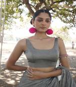 Grey Cotton Silk Sleeveless Blouse
