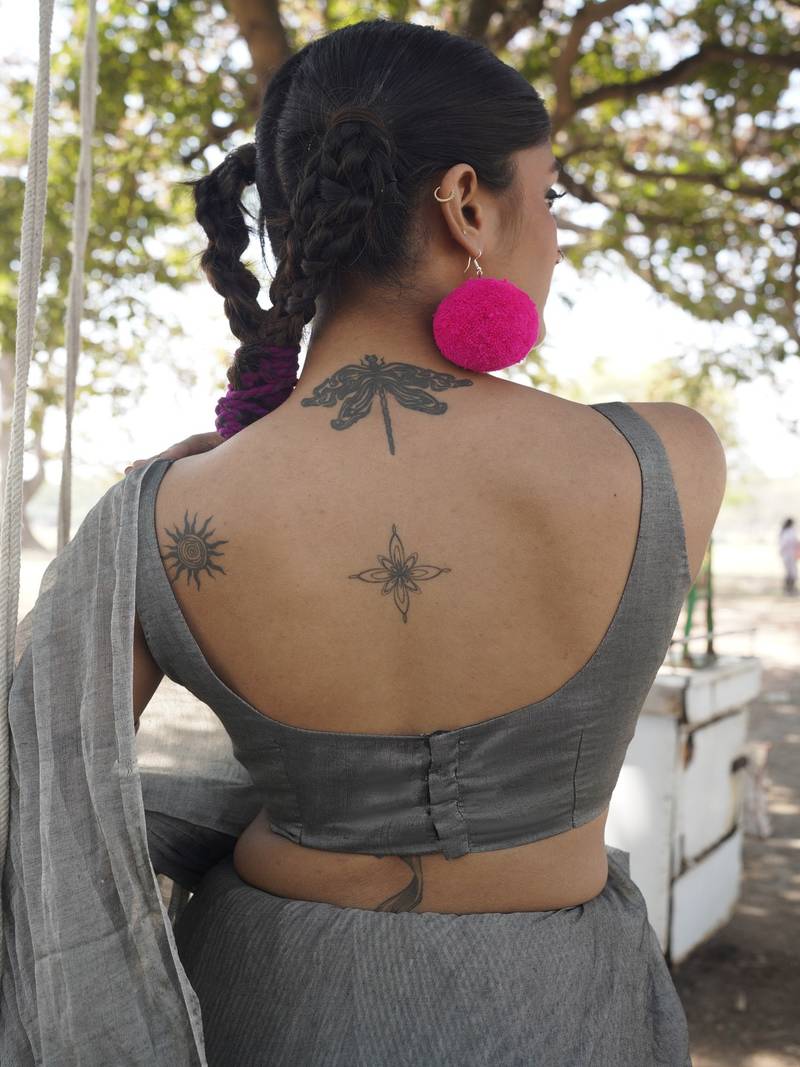 Grey Cotton Silk Sleeveless Blouse